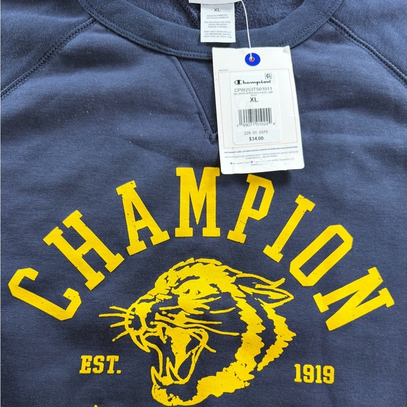 Champion Women's Short Sleeve Fleece Top - Navy Blue XL - Picture 9 of 11